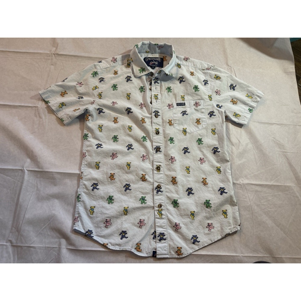 Grateful Dead Section 119 Dancing Bears Shirt Mens S Small Short Sleeve Oxford